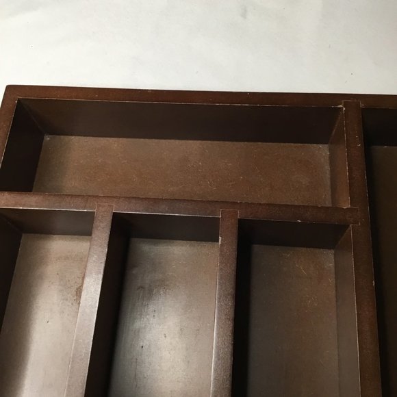 Desk Organizer Silverware Tray Junk Drawer Organizer Shadow Box Wood - Picture 4 of 7